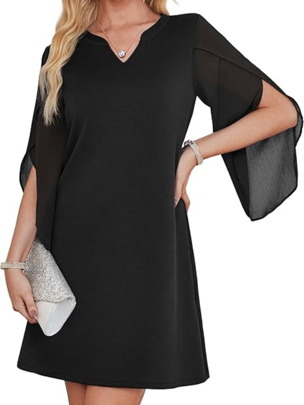 Cocktail Dresses for Women Chiffon Sleeve Wedding Guest Dress